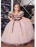 Dusty Rose Satin Tulle Corset Back Long Flower Girl Dress